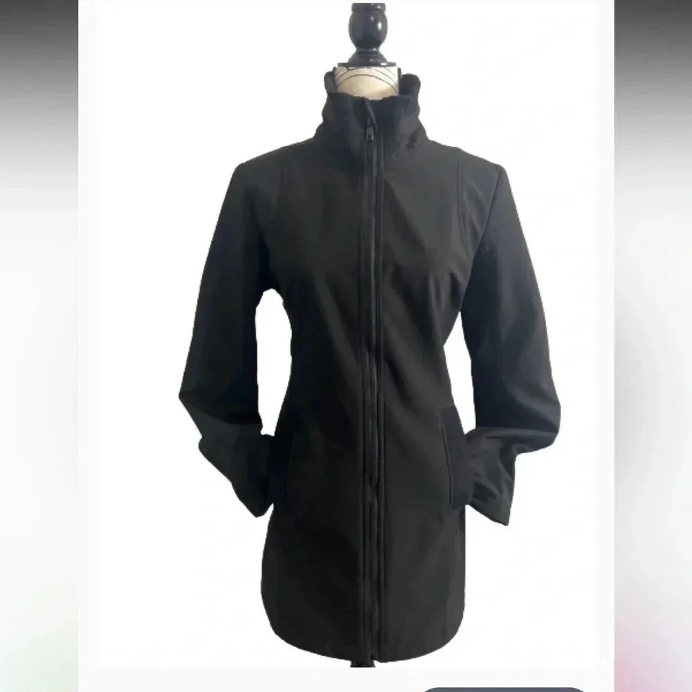 LONDON FOG BLACK JACKET COAT MID KNEE FRONT POCKETS SIZE MEDIUM